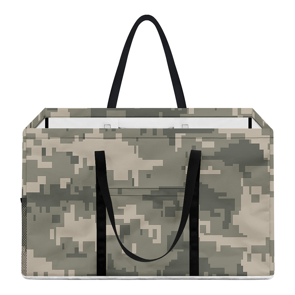Beige Digital Camo Pattern Print Utility Tote Bag