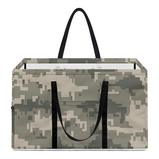 Beige Digital Camo Pattern Print Utility Tote Bag
