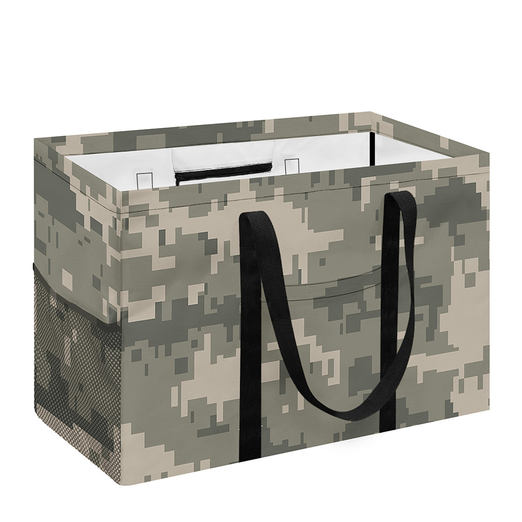 Beige Digital Camo Pattern Print Utility Tote Bag