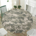 Beige Digital Camo Pattern Print Waterproof Round Tablecloth