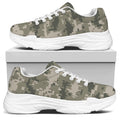 Beige Digital Camo Pattern Print White Chunky Shoes