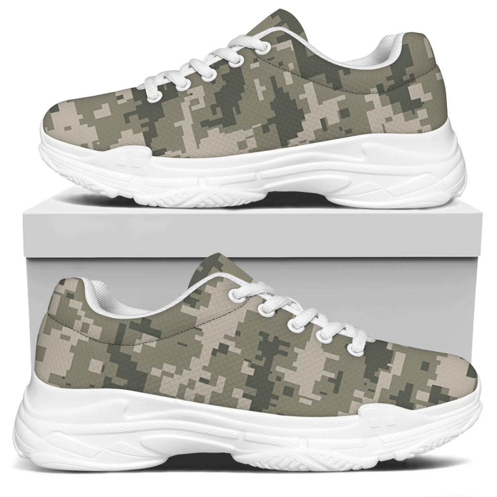 Beige Digital Camo Pattern Print White Chunky Shoes