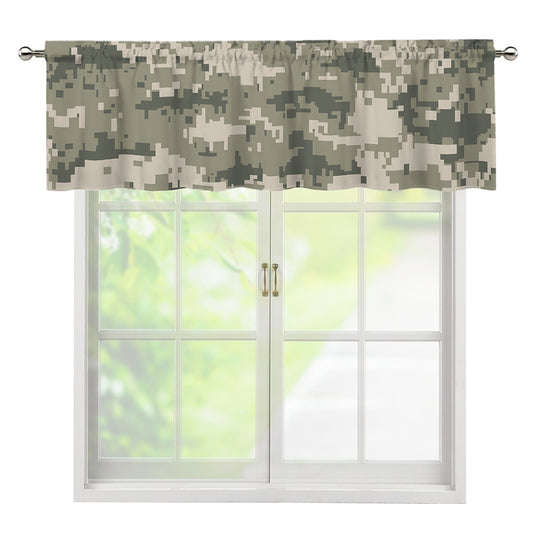 Beige Digital Camo Pattern Print Window Valance