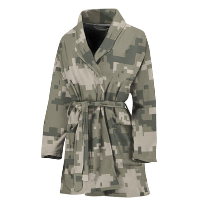 Beige Digital Camo Pattern Print Women's Bathrobe