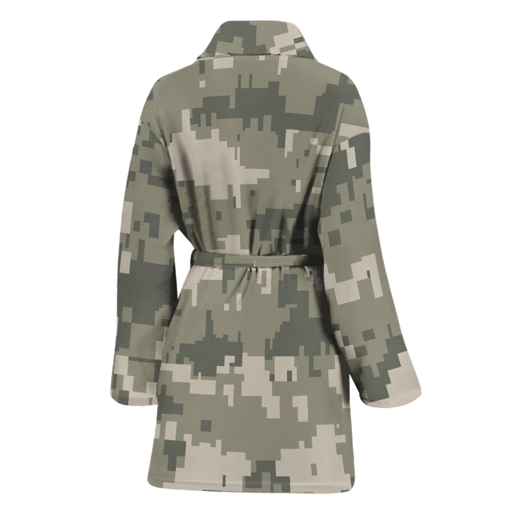 Beige Digital Camo Pattern Print Women's Bathrobe