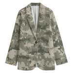 Beige Digital Camo Pattern Print Women's Blazer