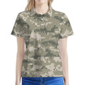 Beige Digital Camo Pattern Print Women's Polo Shirt