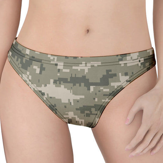 Beige Digital Camo Pattern Print Women's Thong