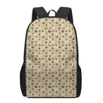 Beige Paw And Bone Pattern Print 17 Inch Backpack