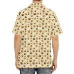 Beige Paw And Bone Pattern Print Aloha Shirt