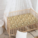 Beige Paw And Bone Pattern Print Baby Crib Sheet