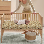 Beige Paw And Bone Pattern Print Baby Crib Sheet