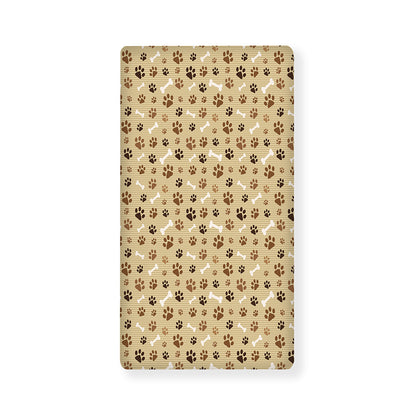 Beige Paw And Bone Pattern Print Baby Crib Sheet