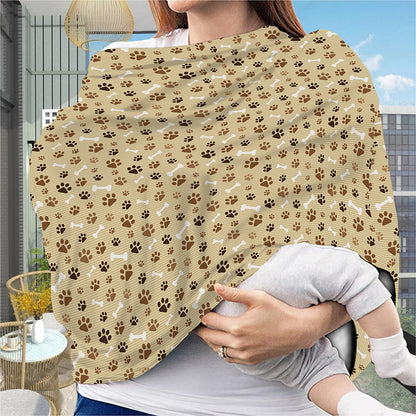 Beige Paw And Bone Pattern Print Baby Seat Cover