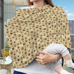 Beige Paw And Bone Pattern Print Baby Seat Cover