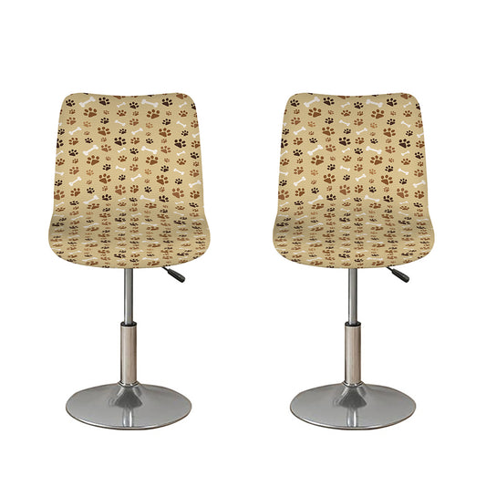 Beige Paw And Bone Pattern Print Bar Stool Covers