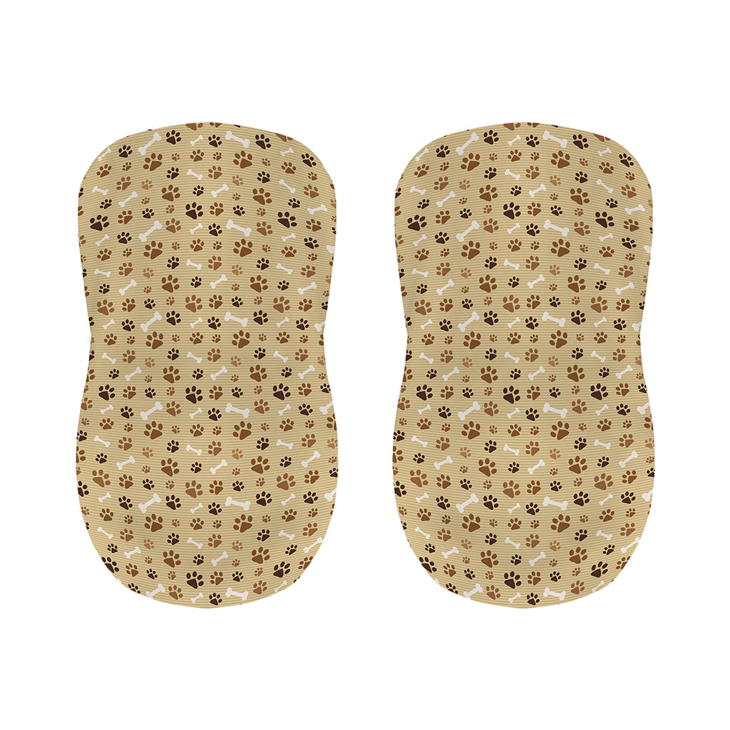 Beige Paw And Bone Pattern Print Bar Stool Covers