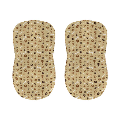 Beige Paw And Bone Pattern Print Bar Stool Covers