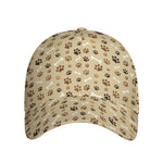 Beige Paw And Bone Pattern Print Baseball Cap