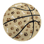 Beige Paw And Bone Pattern Print Basketball