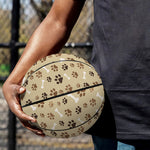 Beige Paw And Bone Pattern Print Basketball