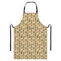 Beige Paw And Bone Pattern Print Bib Apron With Pocket