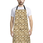 Beige Paw And Bone Pattern Print Bib Apron With Pocket