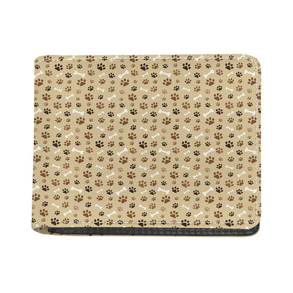 Beige Paw And Bone Pattern Print Bifold Wallet
