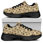 Beige Paw And Bone Pattern Print Black Chunky Shoes