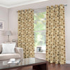 Beige Paw And Bone Pattern Print Blackout Grommet Curtains