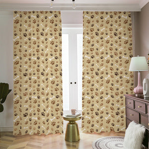 Beige Paw And Bone Pattern Print Blackout Pencil Pleat Curtains