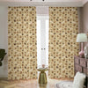 Beige Paw And Bone Pattern Print Blackout Pencil Pleat Curtains