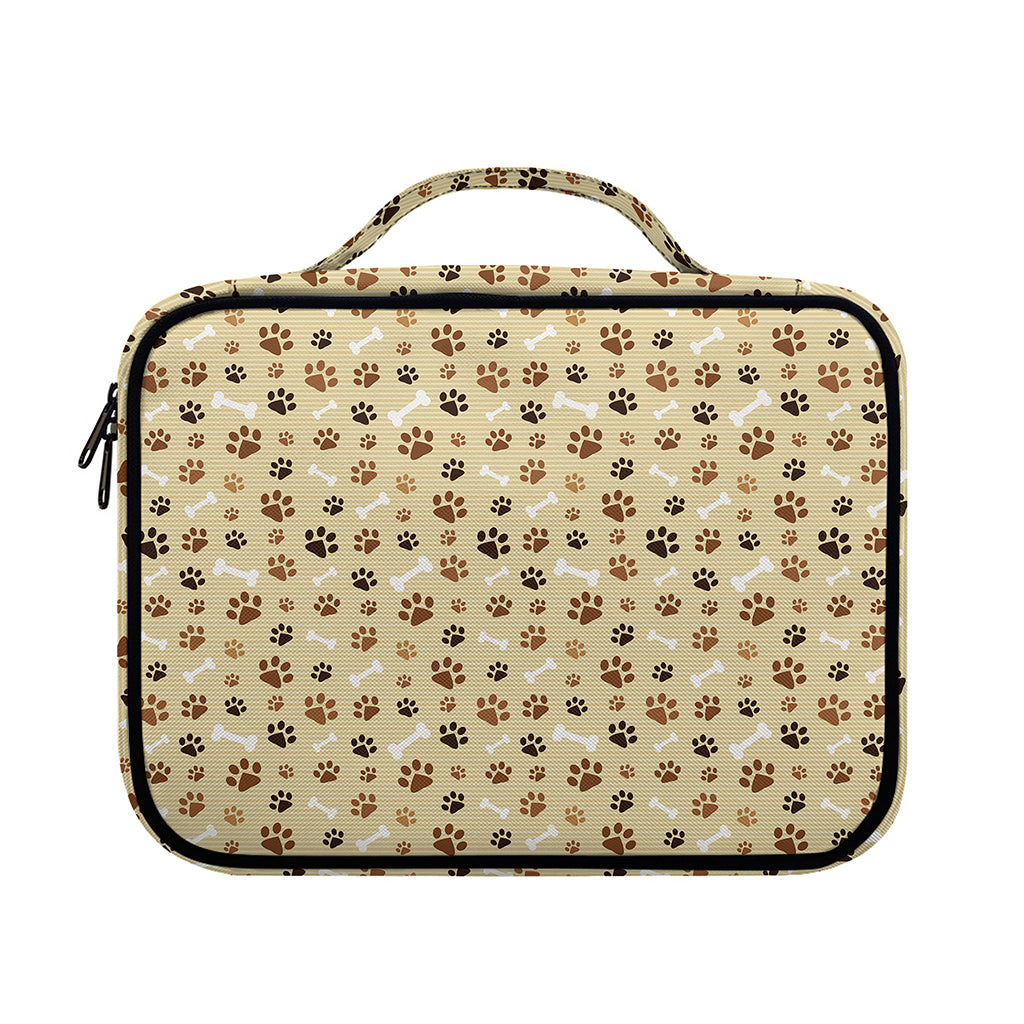 Beige Paw And Bone Pattern Print Briefcase Bible Bag