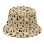 Beige Paw And Bone Pattern Print Bucket Hat