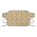 Beige Paw And Bone Pattern Print Car Windshield Snow Cover