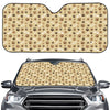 Beige Paw And Bone Pattern Print Car Windshield Sun Shade