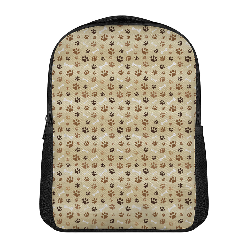 Beige Paw And Bone Pattern Print Casual Backpack