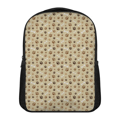 Beige Paw And Bone Pattern Print Casual Backpack