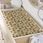 Beige Paw And Bone Pattern Print Changing Pad Cover