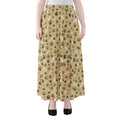 Beige Paw And Bone Pattern Print Chiffon Maxi Skirt