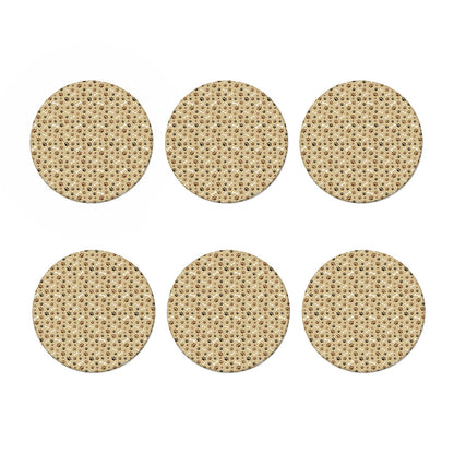 Beige Paw And Bone Pattern Print Coaster Set