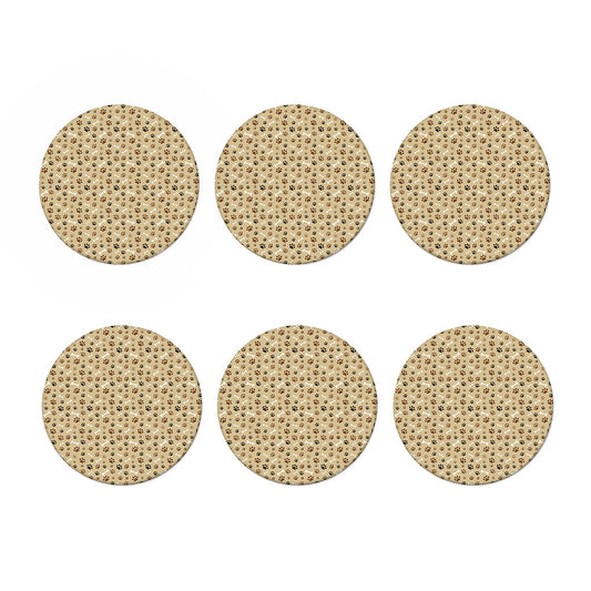 Beige Paw And Bone Pattern Print Coaster Set