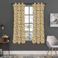 Beige Paw And Bone Pattern Print Grommet Curtain Panels