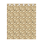 Beige Paw And Bone Pattern Print Curtain