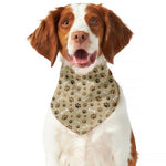 Beige Paw And Bone Pattern Print Dog Bandana