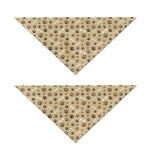 Beige Paw And Bone Pattern Print Dog Bandana