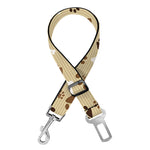 Beige Paw And Bone Pattern Print Dog Seat Belt