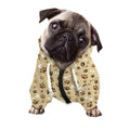Beige Paw And Bone Pattern Print Dog Zip Up Hoodie