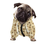 Beige Paw And Bone Pattern Print Dog Zip Up Hoodie