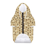 Beige Paw And Bone Pattern Print Dog Zip Up Hoodie